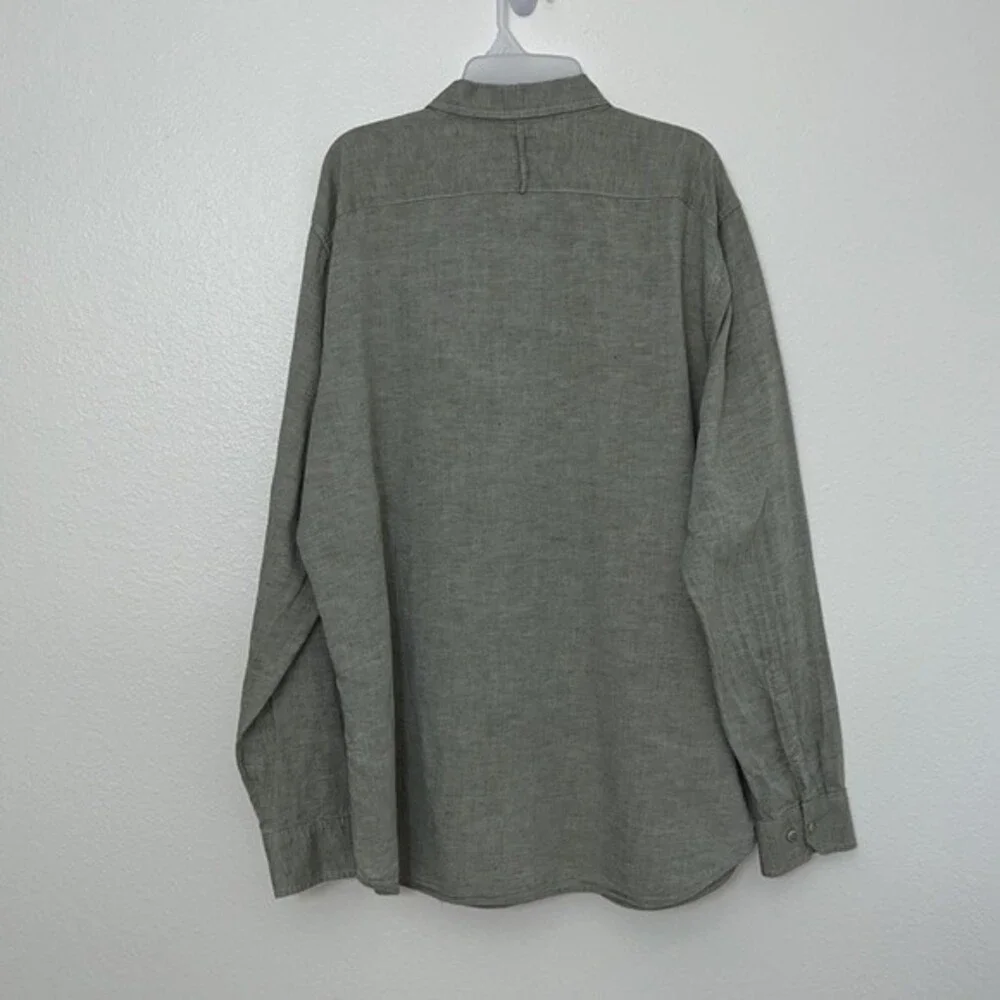 Banana Republic Mens XL(17/17.5) Linen cotton blend sage green long sleeve shirt